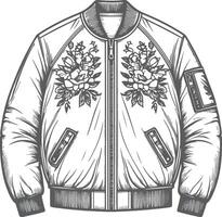 Sophisticated Embroidered Bomber Jacket Outline vector