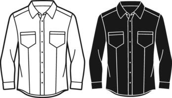 Minimalist Printed Button-Up Shirt Sketch Outline vector