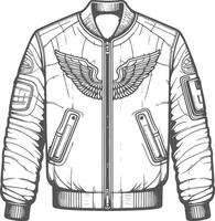 Monochrome Satin Tunic Bomber Jacket Sketch vector