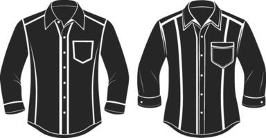 Retro Printed Button-Up Shirt Sketch Outline vector