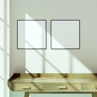 Empty framed canvas for mockups and art illustrations photo