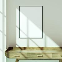 Empty framed canvas for mockups and art illustrations photo