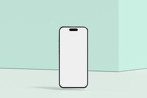 Realistic smartphone mockup. Mobile phone with isolated on white background. Device front view. 3D mobile phone with shadow. Realistic, high quality smart phone mockup for ui ux presentation photo