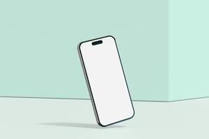 Realistic smartphone mockup. Mobile phone with isolated on white background. Device front view. 3D mobile phone with shadow. Realistic, high quality smart phone mockup for ui ux presentation photo