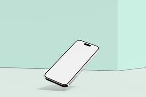 Realistic smartphone mockup. Mobile phone with isolated on white background. Device front view. 3D mobile phone with shadow. Realistic, high quality smart phone mockup for ui ux presentation photo