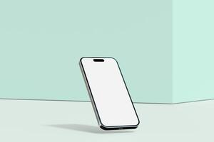 Realistic smartphone mockup. Mobile phone with isolated on white background. Device front view. 3D mobile phone with shadow. Realistic, high quality smart phone mockup for ui ux presentation photo