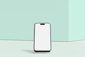 Realistic smartphone mockup. Mobile phone with isolated on white background. Device front view. 3D mobile phone with shadow. Realistic, high quality smart phone mockup for ui ux presentation photo
