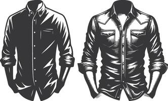 Monochrome Button-Up Shirt Vintage Design vector