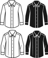 Retro Gathered Satin Button-Up Shirt Outline Design vector
