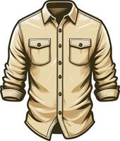 Sophisticated Pleated Button-Up Shirt vector