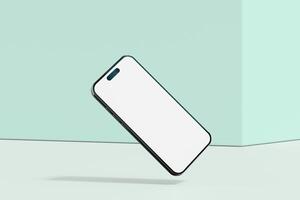 Realistic smartphone mockup. Mobile phone with isolated on white background. Device front view. 3D mobile phone with shadow. Realistic, high quality smart phone mockup for ui ux presentation photo