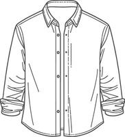Elegant Collar Detail Button-Up Shirt Sketch vector