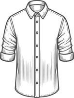 Retro Shirred Hem Button-Up Shirt Art vector
