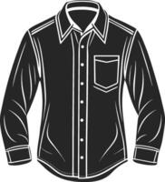 Casual Shirred Button-Up Shirt Outline Design vector