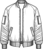 Casual Shirred Utility Bomber Jacket Outline vector