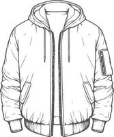 Bold Ruffle Edge Bomber Jacket Sketch Outline vector