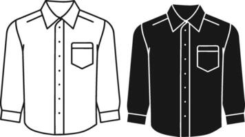 Relaxed Pleated Button-Up Shirt Sketch Line Art vector