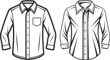 Retro High-Waist Button-Up Shirt Outline Design vector