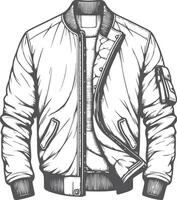 Wide-Collar Shirred Bomber Jacket Outline Design vector