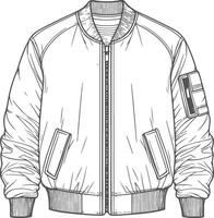 Modern Utility Fringe Bomber Jacket Line Art vector