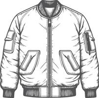 Monochrome Utility Bomber Jacket Sketch Outline vector