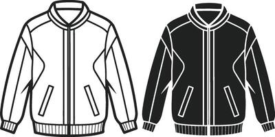 Striped Sleeve Bomber Jacket Outline Design vector