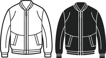 Wide-Collar Bomber Jacket Sketch Design vector