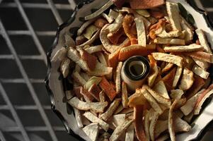 a bowl of chopped up fruit photo