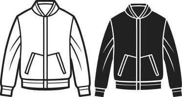 Retro Collarless Bomber Jacket Line Art vector