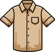 Minimal Pocket Button-Up Shirt Sketch Outline vector