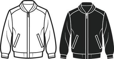 Detailed Utility Bomber Jacket Outline Design vector