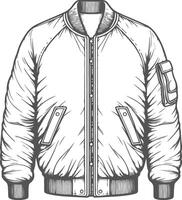 Boho Shirred Hem Bomber Jacket Outline Sketch vector