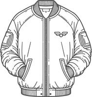Minimalist Satin Shirred Bomber Jacket Outline Design vector