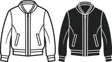 Casual Wool Bomber Jacket Sketch Outline vector