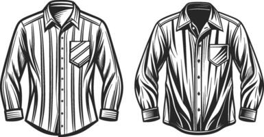 Double Utility Button-Up Shirt Line Art vector