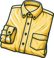 Retro Wide-Collar Button-Up Shirt vector