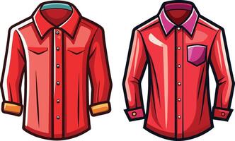 Detailed Utility Button-Up Shirt Sketch Outline vector