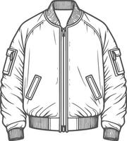 Layered Pocket Bomber Jacket Outline Design vector