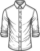 Boho Collarless Button-Up Shirt Sketch Art vector