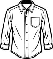 Elegant Printed Button-Up Shirt Outline Design vector