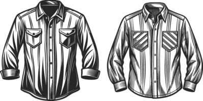 Retro Utility Satin Button-Up Shirt Sketch vector