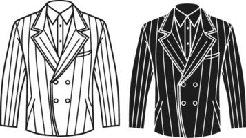 Formal High-End Double-Breasted Suit Sketch Outline vector