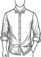Retro Shirred Button-Up Shirt Design Outline vector