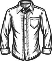Layered Tunic Button-Up Shirt Outline Design vector