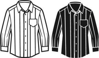 Retro Shirred Satin Button-Up Shirt Line Art vector