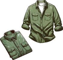 Slim Fit Button-Up Shirt Outline Sketch vector
