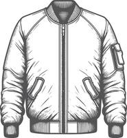 Relaxed Utility Pleated Bomber Jacket Line Art vector