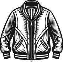 Retro Wool-Trimmed Bomber Jacket Outline vector
