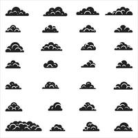 Cloud icon, Sky Cloud Set Of Clouds Illustration In The Sky In Black And White silhouette Illustration On White Background vector
