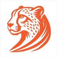 Cheetah Face Silhouette Simple Flat Icon On White Background vector